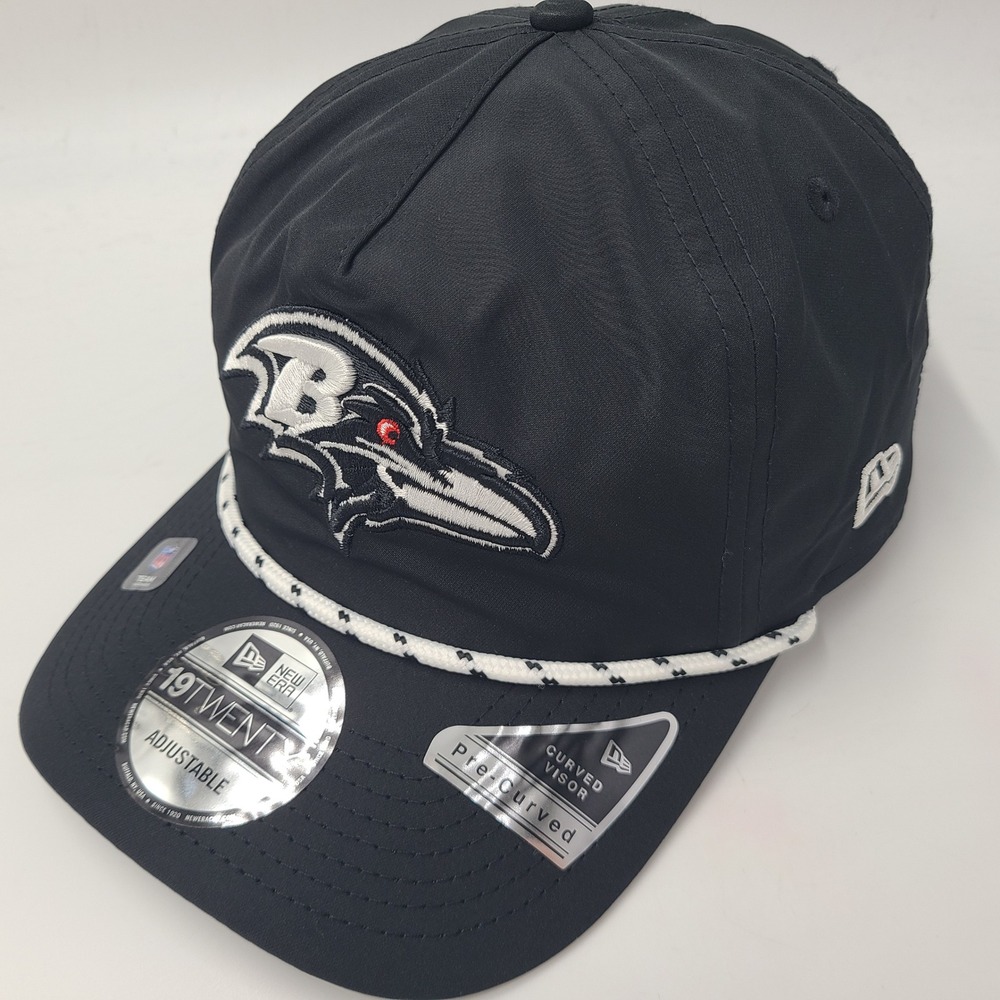 Baltimore Ravens Hat Snapback New Era 19Twenty Black White Rope NFL Golfer Men